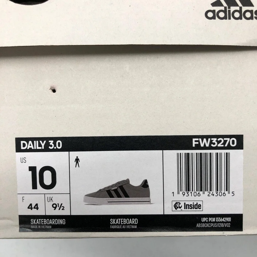 Adidas Daily 3.0 Shoes Mens Size 10 Gray Black Skateboarding Skate Casual FW3270